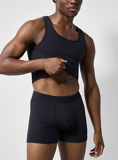 5" stretch ribbed boxer brief Organic Cotton and recycled polyester