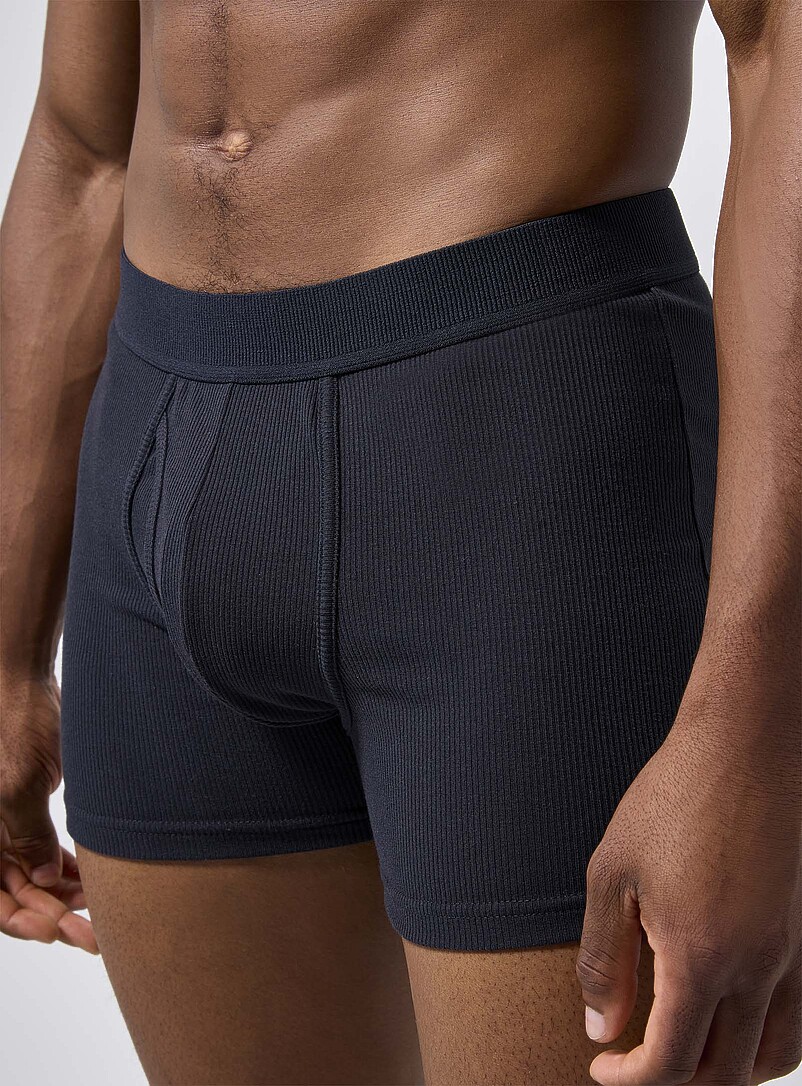 Le 31 White 5" stretch ribbed boxer brief Organic Cotton and recycled polyester for men