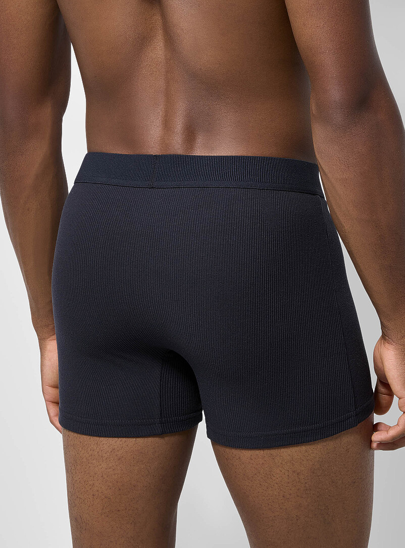 Le 31 White 5" stretch ribbed boxer brief Organic Cotton and recycled polyester for men