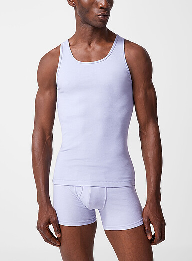 Le 31: La camisole sous-v&ecirc;tement c&ocirc;tel&eacute;e extensible Bleu p&acirc;le - Bleu ciel pour homme