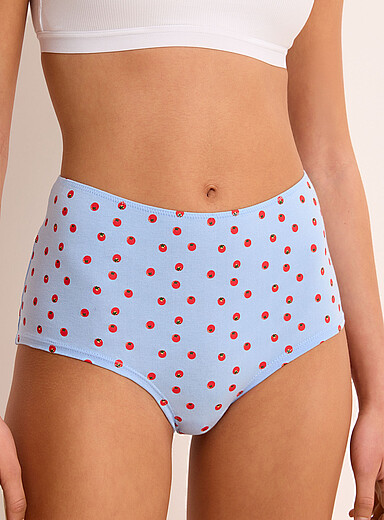 Miiyu: La gar&ccedil;onne taille haute minimaliste Coton biologique Bleu &agrave; motifs pour femme