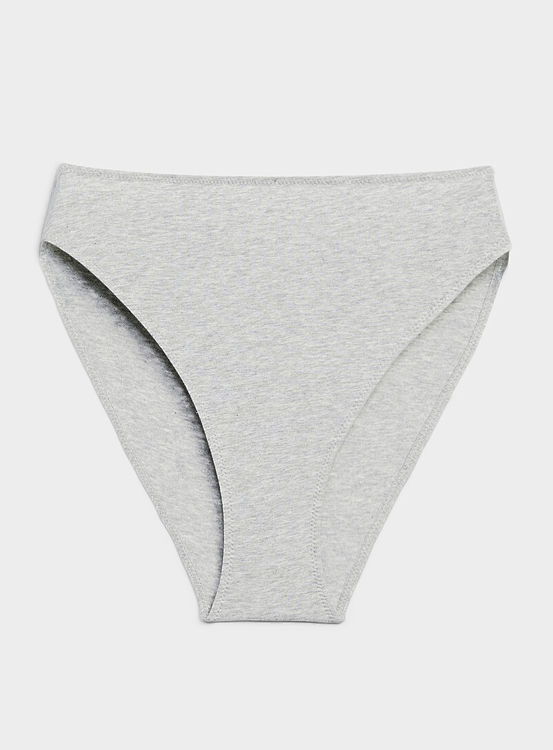 Miiyu Grey Minimalist high-cut bikini panty Organic cotton for women