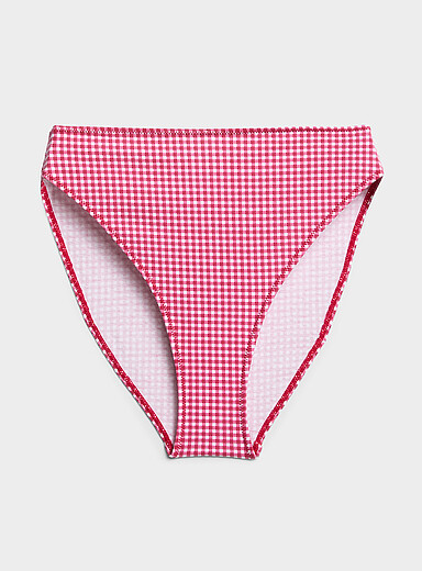 Miiyu Patterned Red Minimalist high-cut bikini panty Organic cotton for women