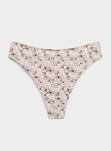 Miiyu: Le tanga minimaliste Pur coton biologique Rose &agrave; motifs pour femme