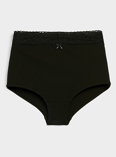 La gar&ccedil;onne taille haute extensible bord dentelle Coton biologique et nylon