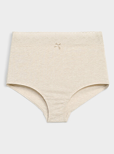 Lace trim stretch high-waist boyshort Organic cotton