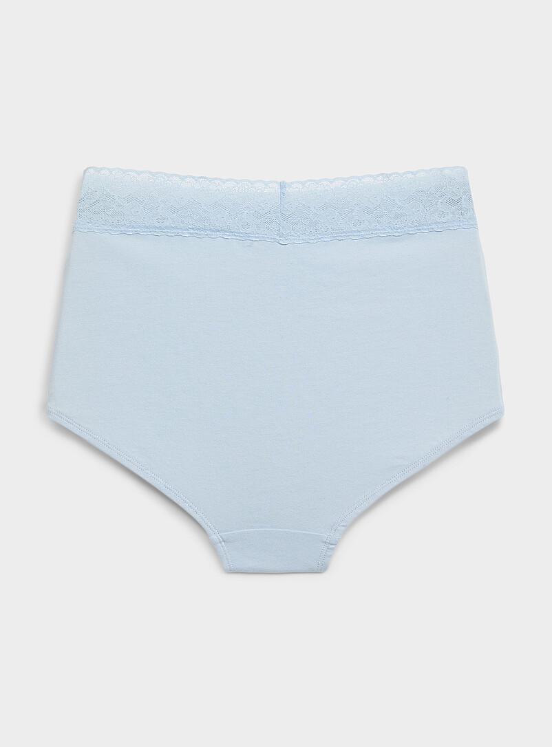 Miiyu White Lace trim stretch high-waist boyshort Organic cotton for women