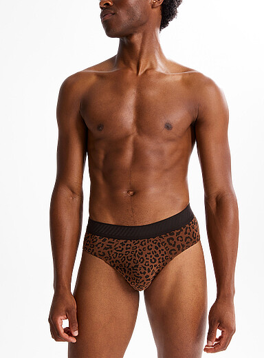 Le 31 Bronze/Amber  Leopard-print brief TENCEL&trade; modal & organic cotton for men