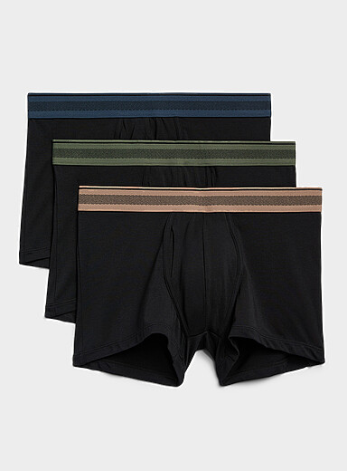Le 31 Black 3" herringbone-waist trunk TENCEL&trade; modal & organic cotton 3-pack for men