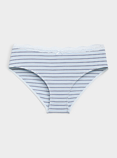 Miiyu: Le bikini taille dentelle Coton biologique Bleu pour femme