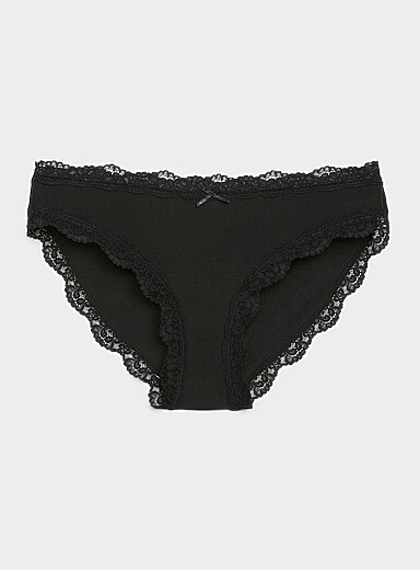 Scalloped lace-trim bikini panty Organic cotton