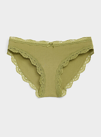Miiyu: Le bikini bordure dentelle festonn&eacute;e Coton biologique Vert pour femme