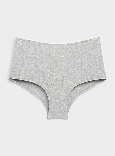 Miiyu Grey Minimalist high-waist boyshort Organic cotton for women