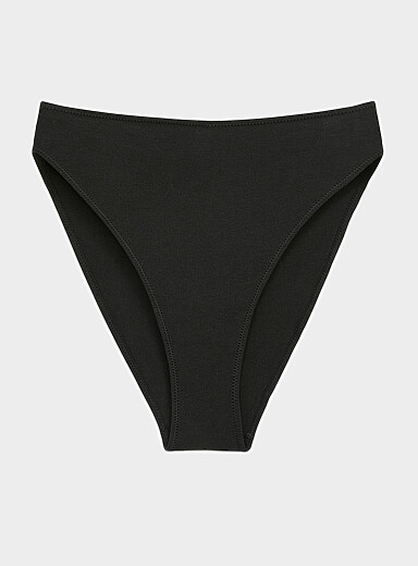 Miiyu Black Ultra-comfortable high-cut bikini panty Organic cotton for women