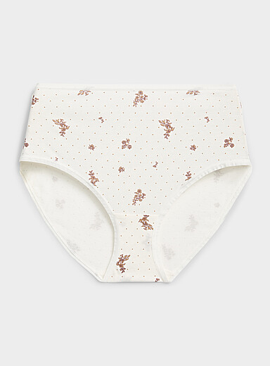 Miiyu: La classique taille haute bord &eacute;lastique Pur coton biologique Cr&egrave;me &agrave; motifs pour femme