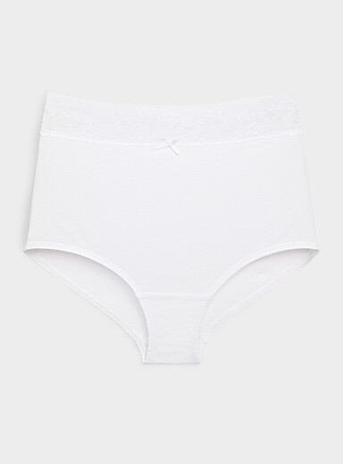 Lace trim high-waist boyshort Organic cotton