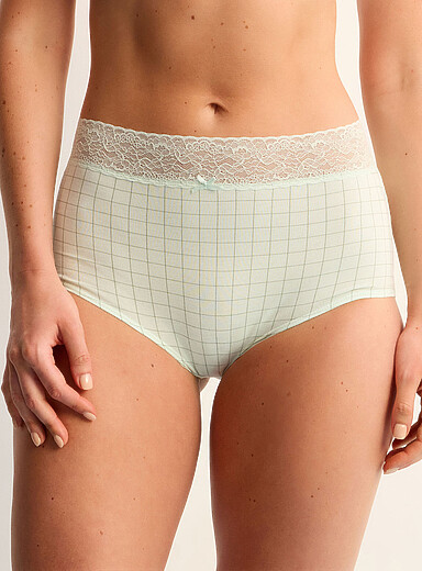Miiyu Patterned Green Lace trim high-waist boyshort Organic cotton for women