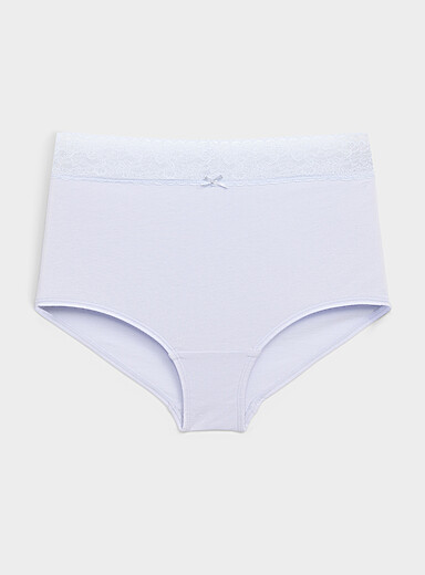 Lace trim high-waist boyshort Organic cotton