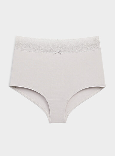 Lace trim high-waist boyshort Organic cotton