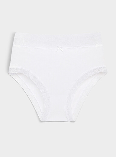 Lace trim high-waist bikini panty Organic cotton