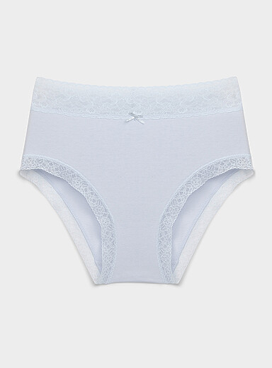 Lace trim high-waist bikini panty Organic cotton