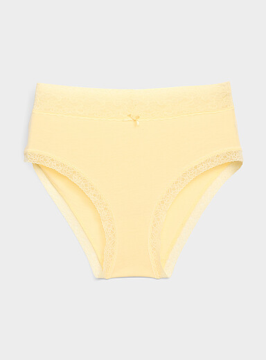 Lace trim high-waist bikini panty Organic cotton