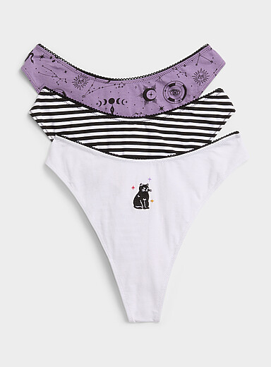 Miiyu Purple Fall mystery thongs <b>Halloween Collection</b> 3-pack for women