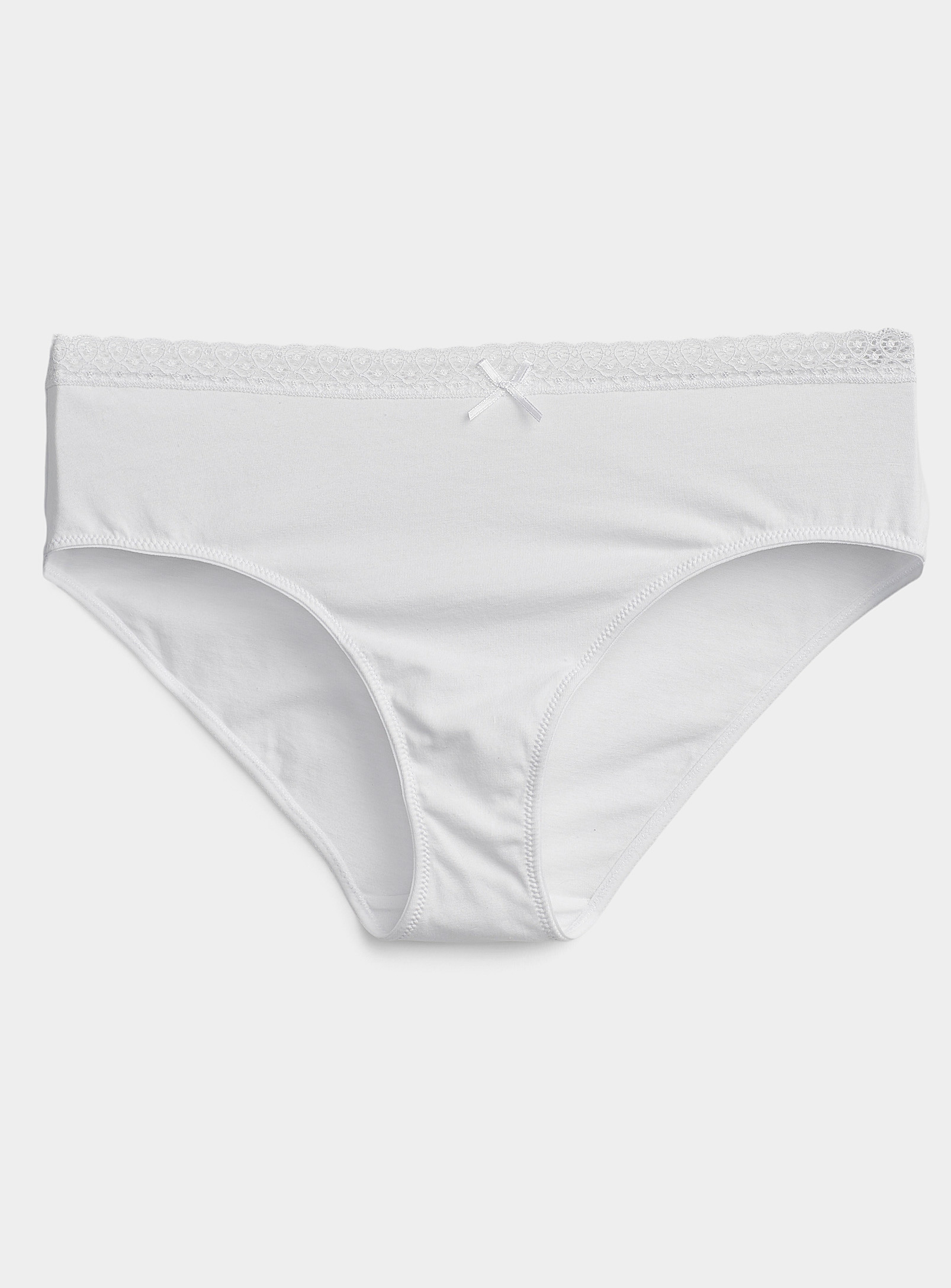 Miiyu Organic Cotton Lace-waist Hipster In White