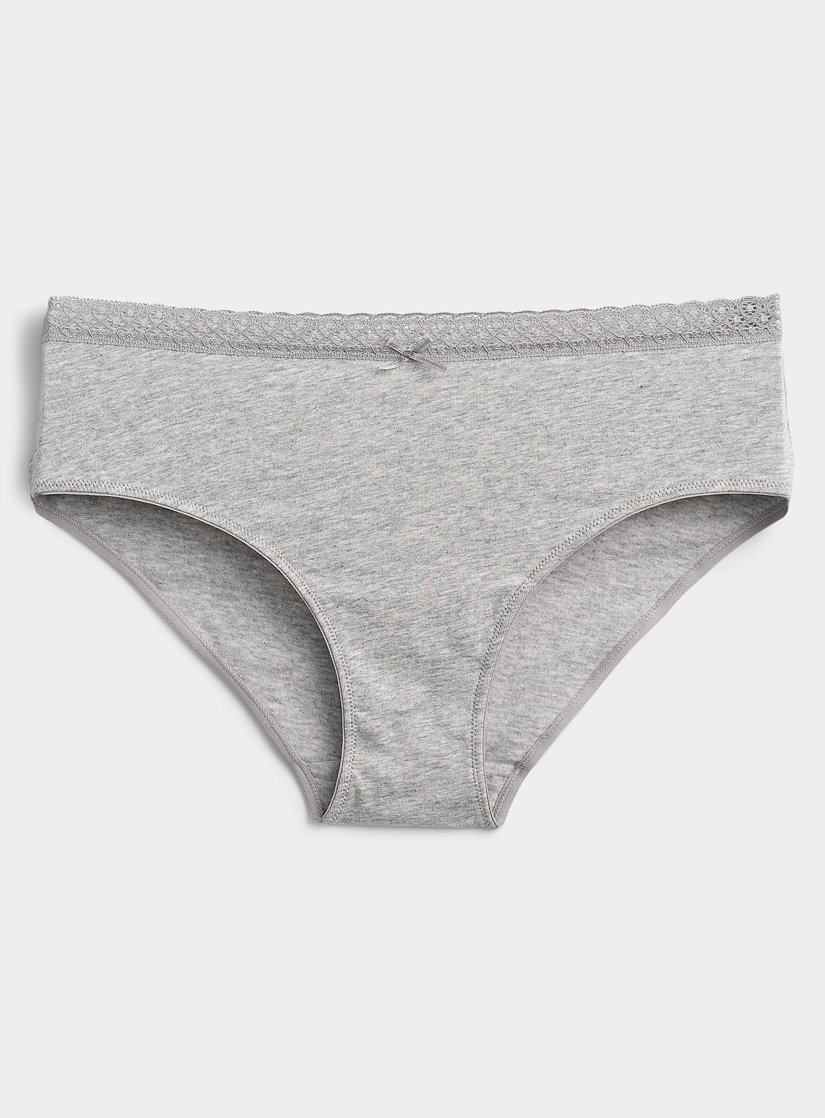 Miiyu Organic Cotton Lace-waist Hipster In Grey
