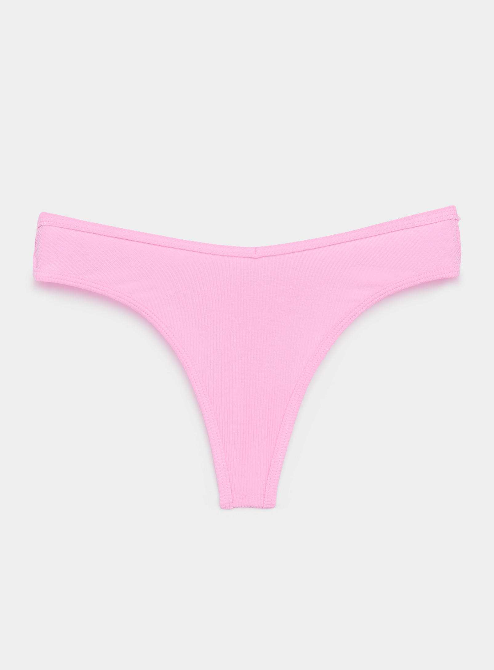 Miiyu V-waist Baby Ribbed Thong In Pink