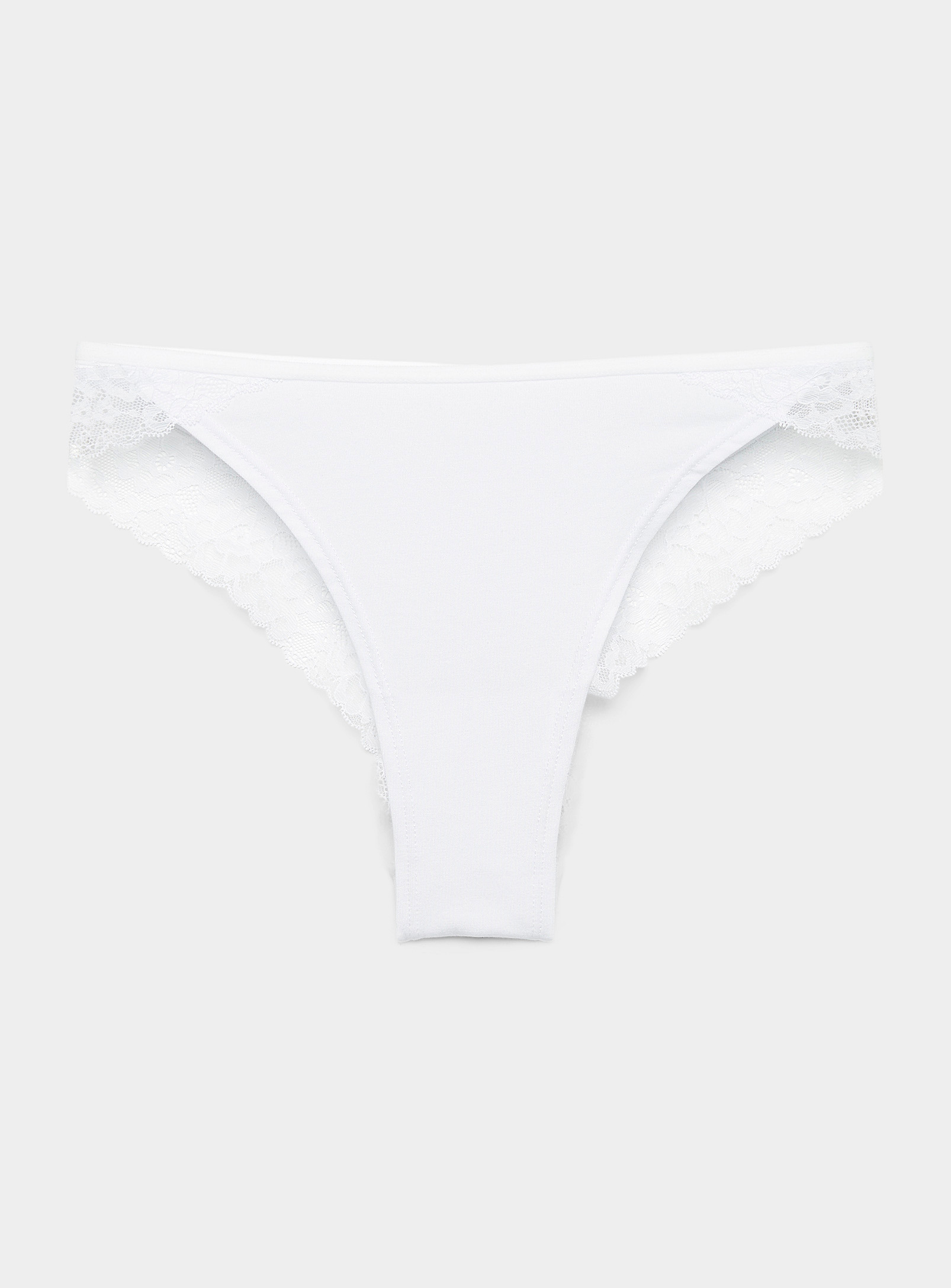 Miiyu Modal-organic Cotton Lace Brazilian Panty In White
