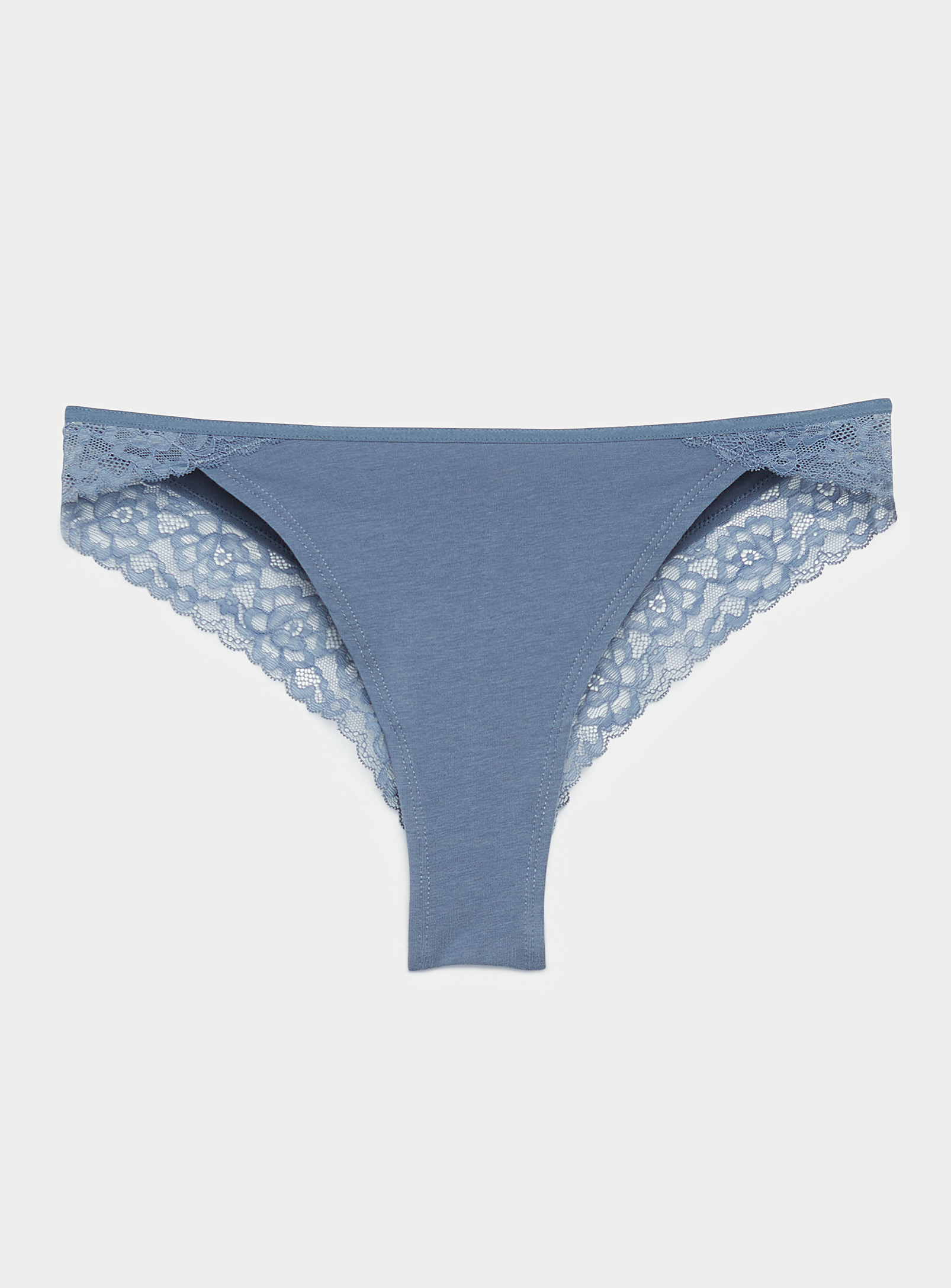 Miiyu Modal-organic Cotton Lace Brazilian Panty In Blue