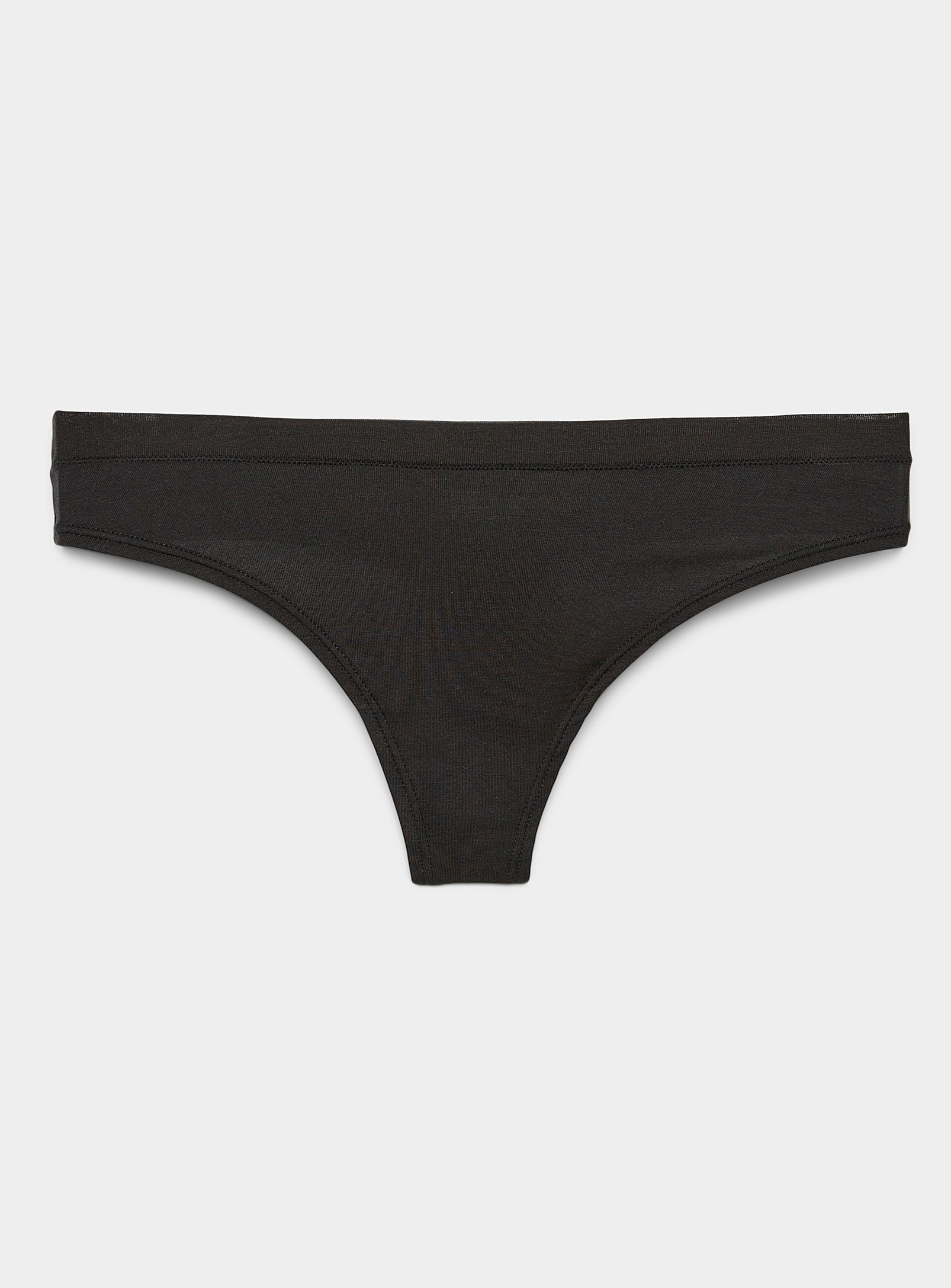 Miiyu Soft Jersey Essential Thong In Black