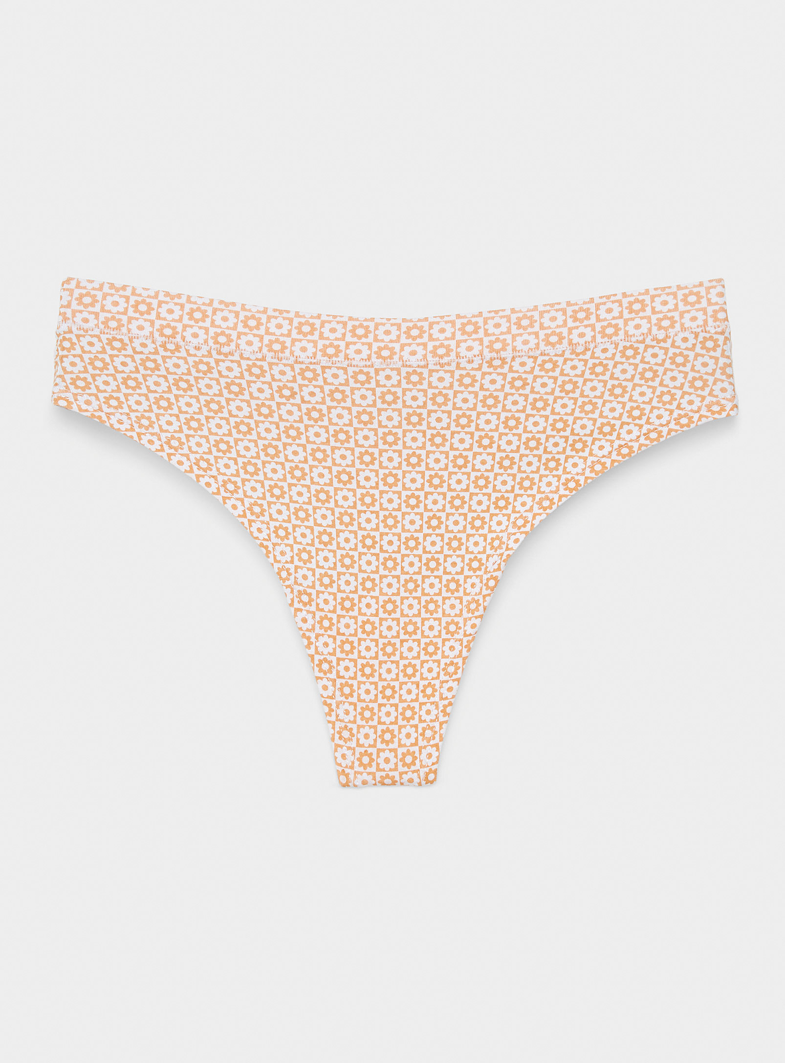Miiyu Modal-organic Cotton Thong In Patterned Orange