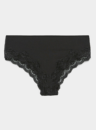 CAICJ98 Lingerie for Women Women Silk Panties Cotton Crotch Mid Waist  Seamless Breathable Lace Mesh Briefs,Black 