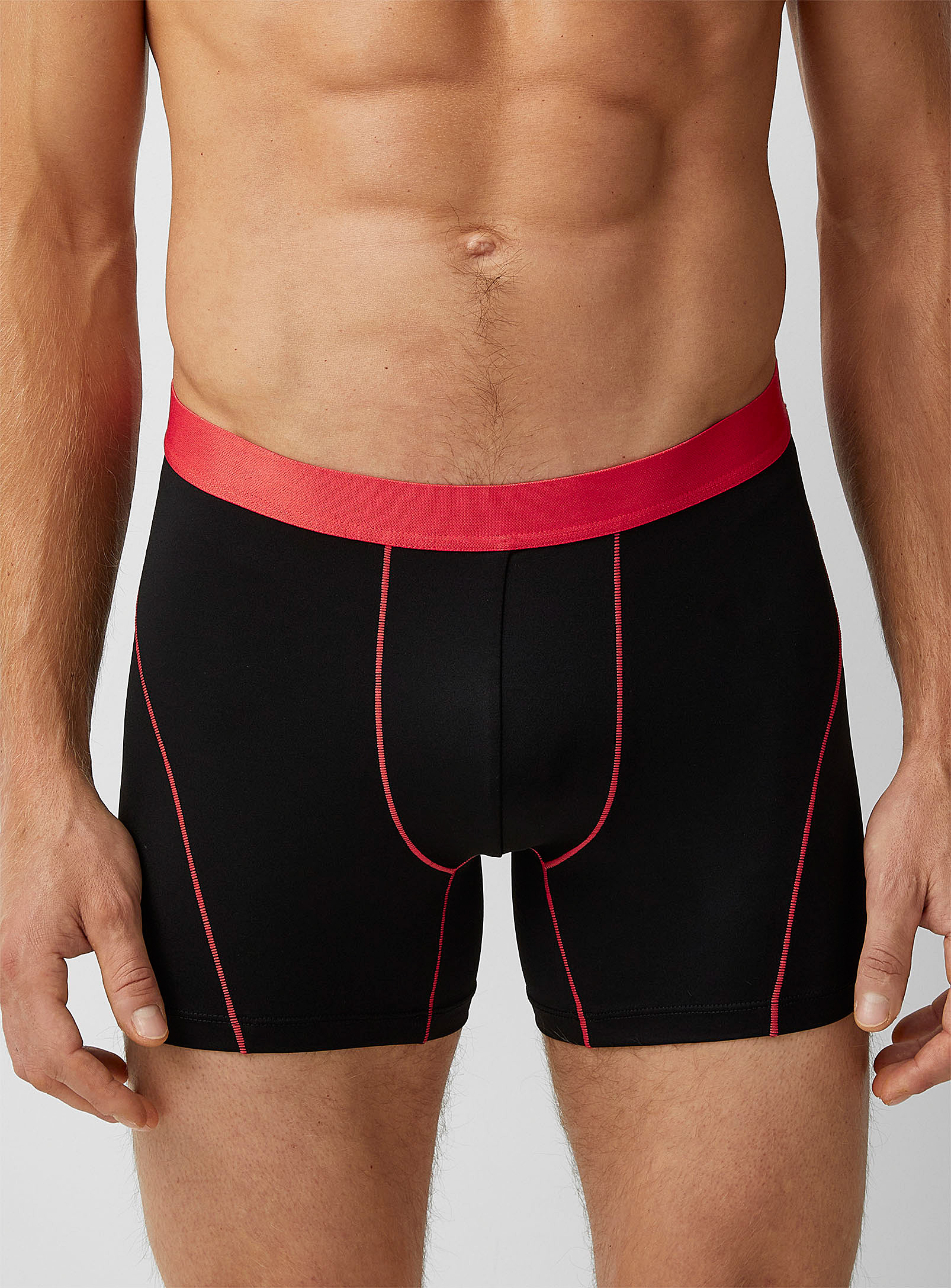Le 31 Contrast-seam Boxer Brief In Patterned Black