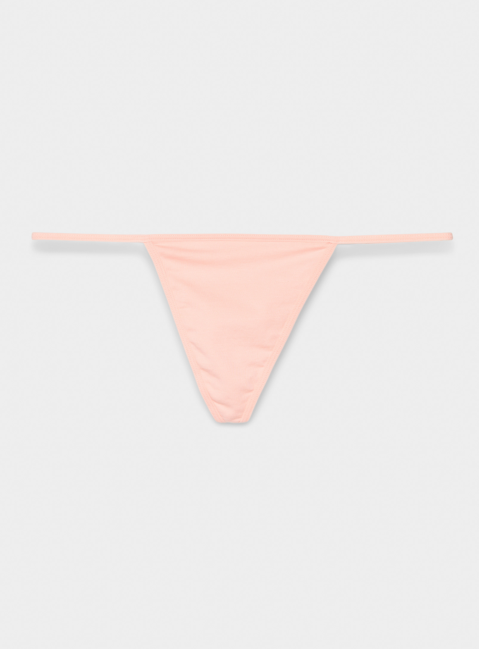 Miiyu Cotton And Modal String Thong In Dusky Pink