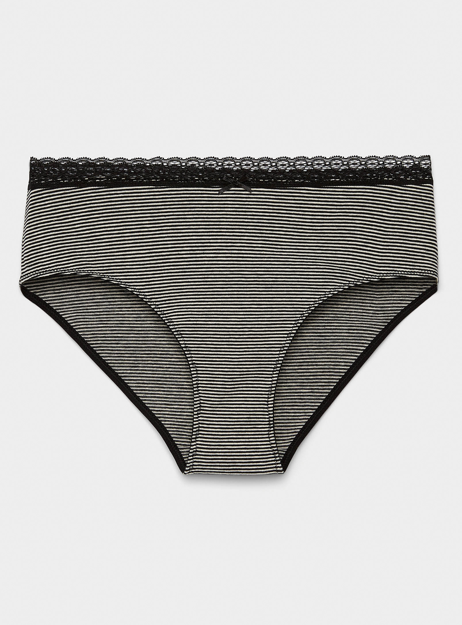 Miiyu Lace Waistband Organic Cotton Hipster In Patterned Black