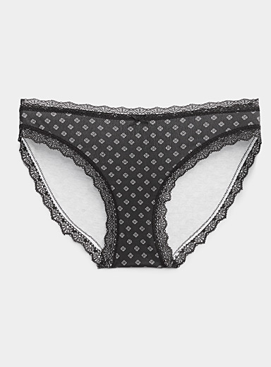 Luxuriant black embroidered lace low-cut thong - Yamamay