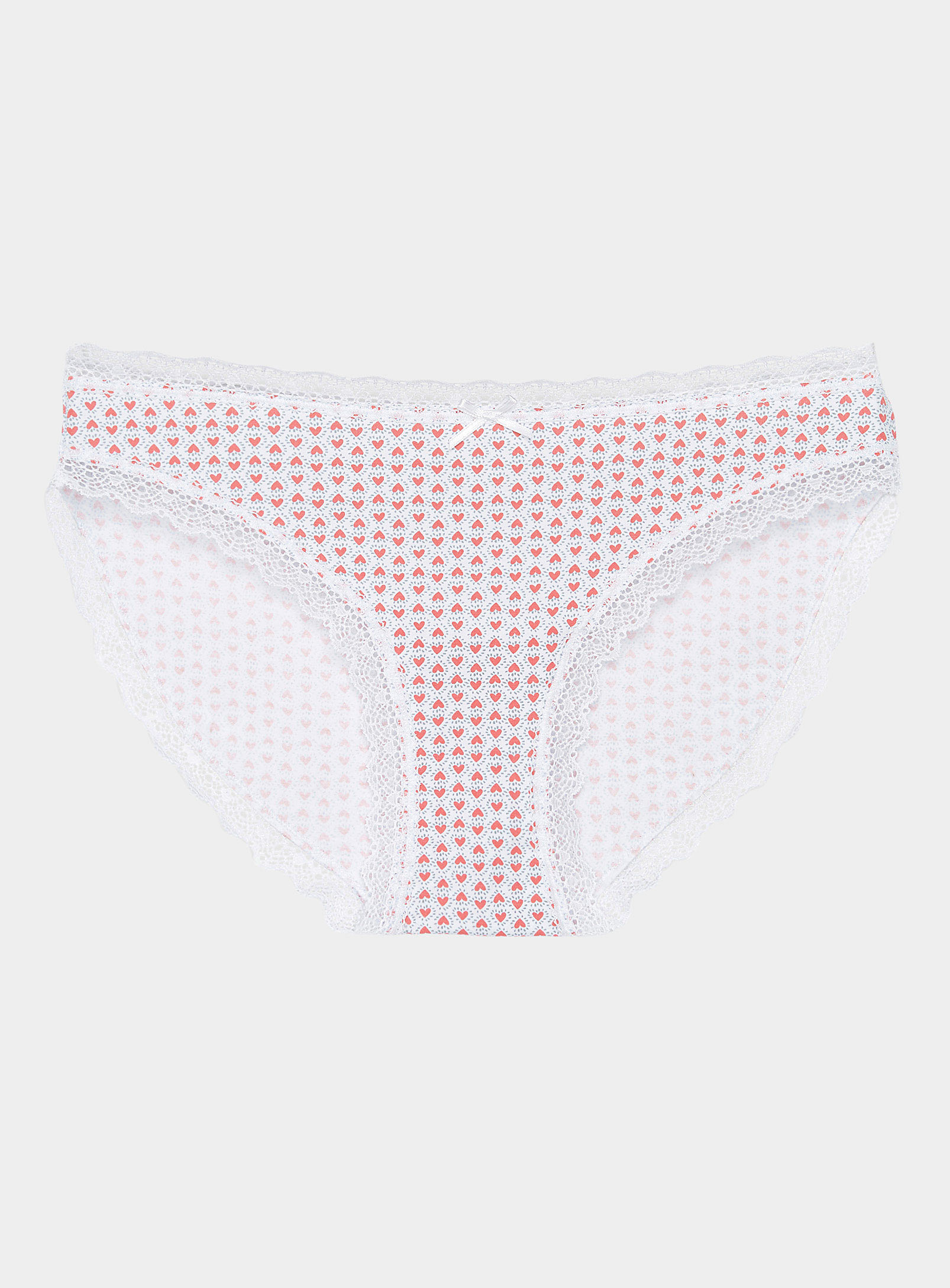 Miiyu Scalloped Lace Edging Bikini Panty In Patterned White