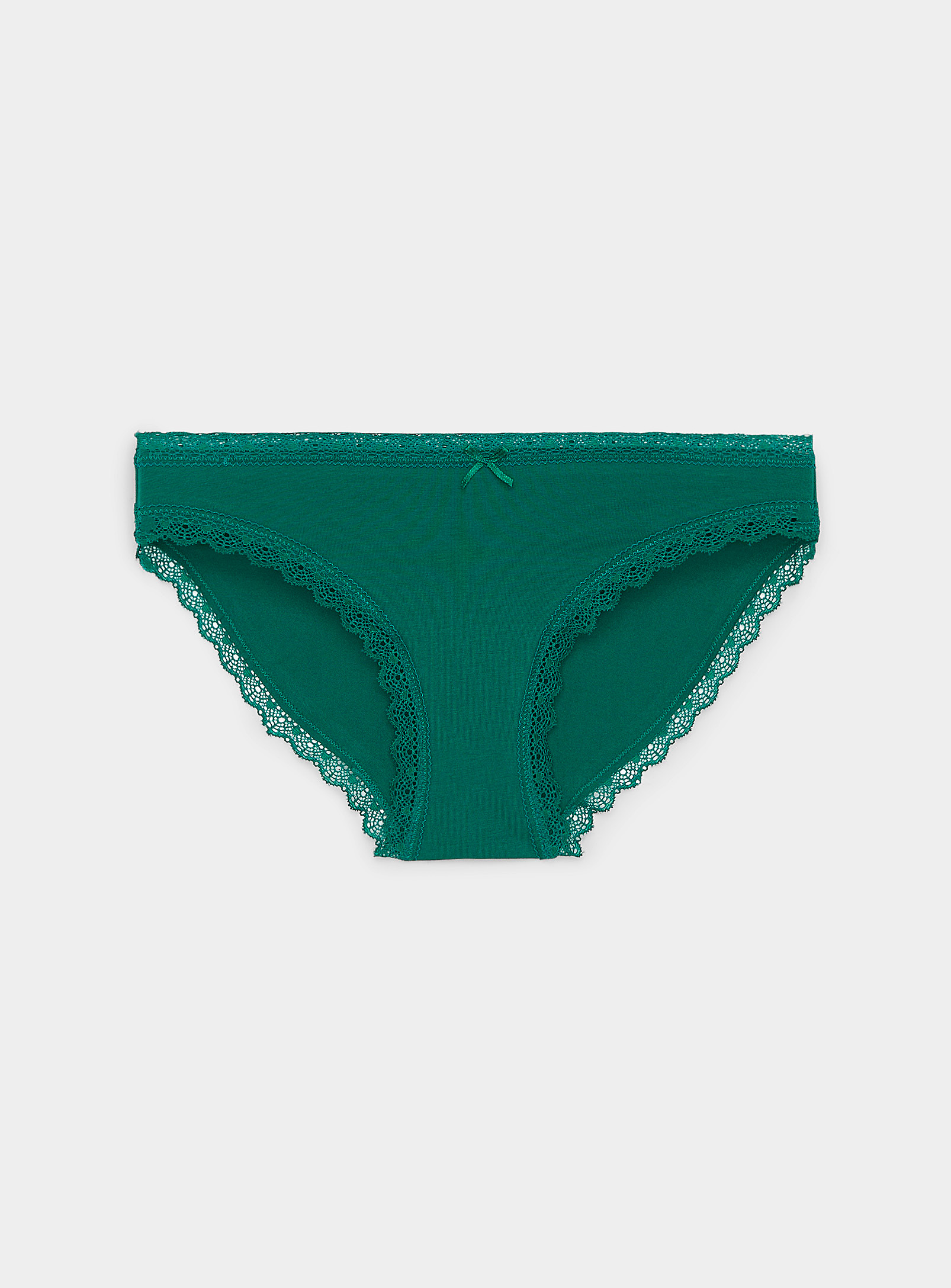 Miiyu Scalloped Lace Edging Bikini Panty In Green