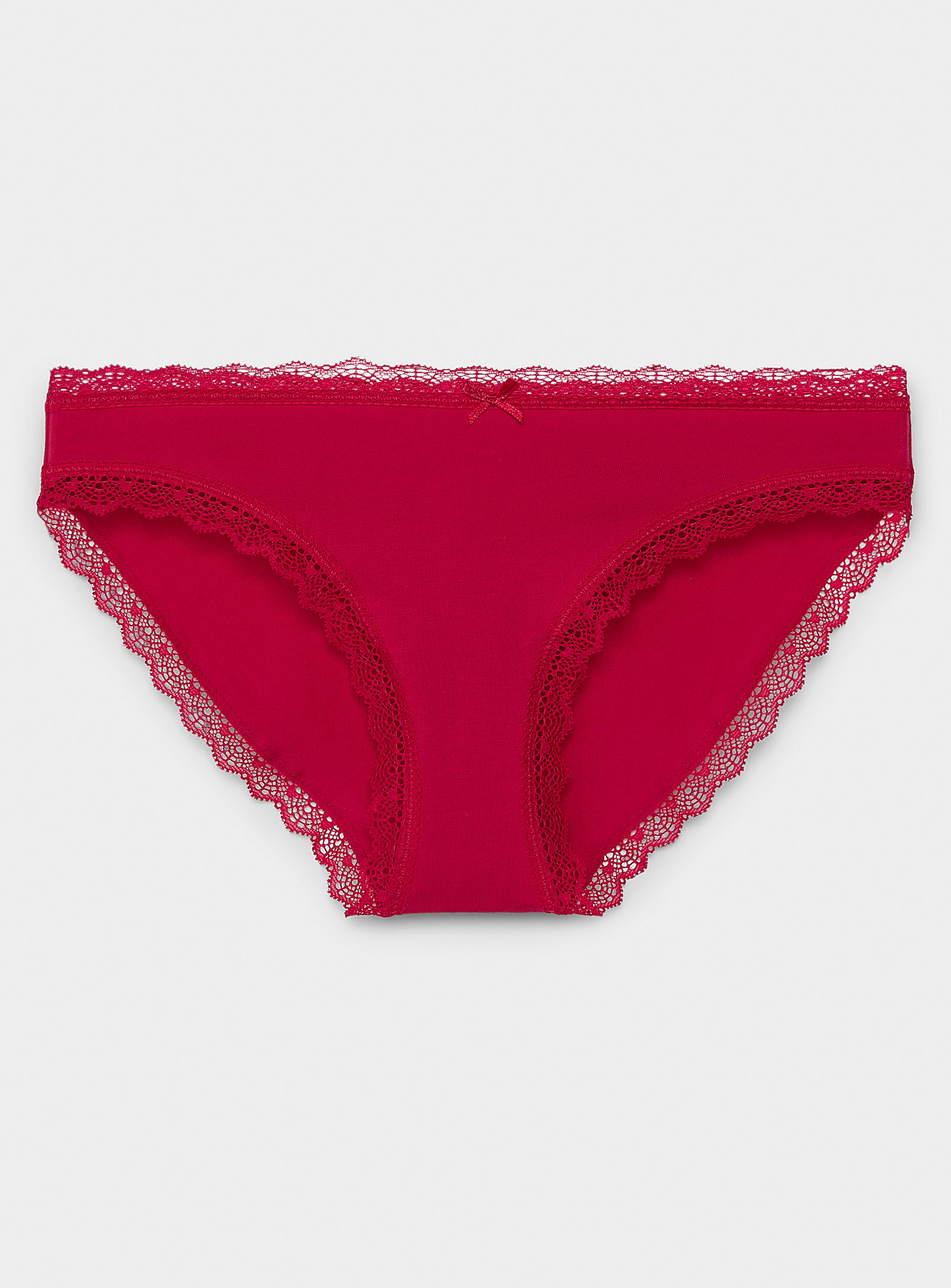 Miiyu Scalloped Lace Edging Bikini Panty In Ruby Red