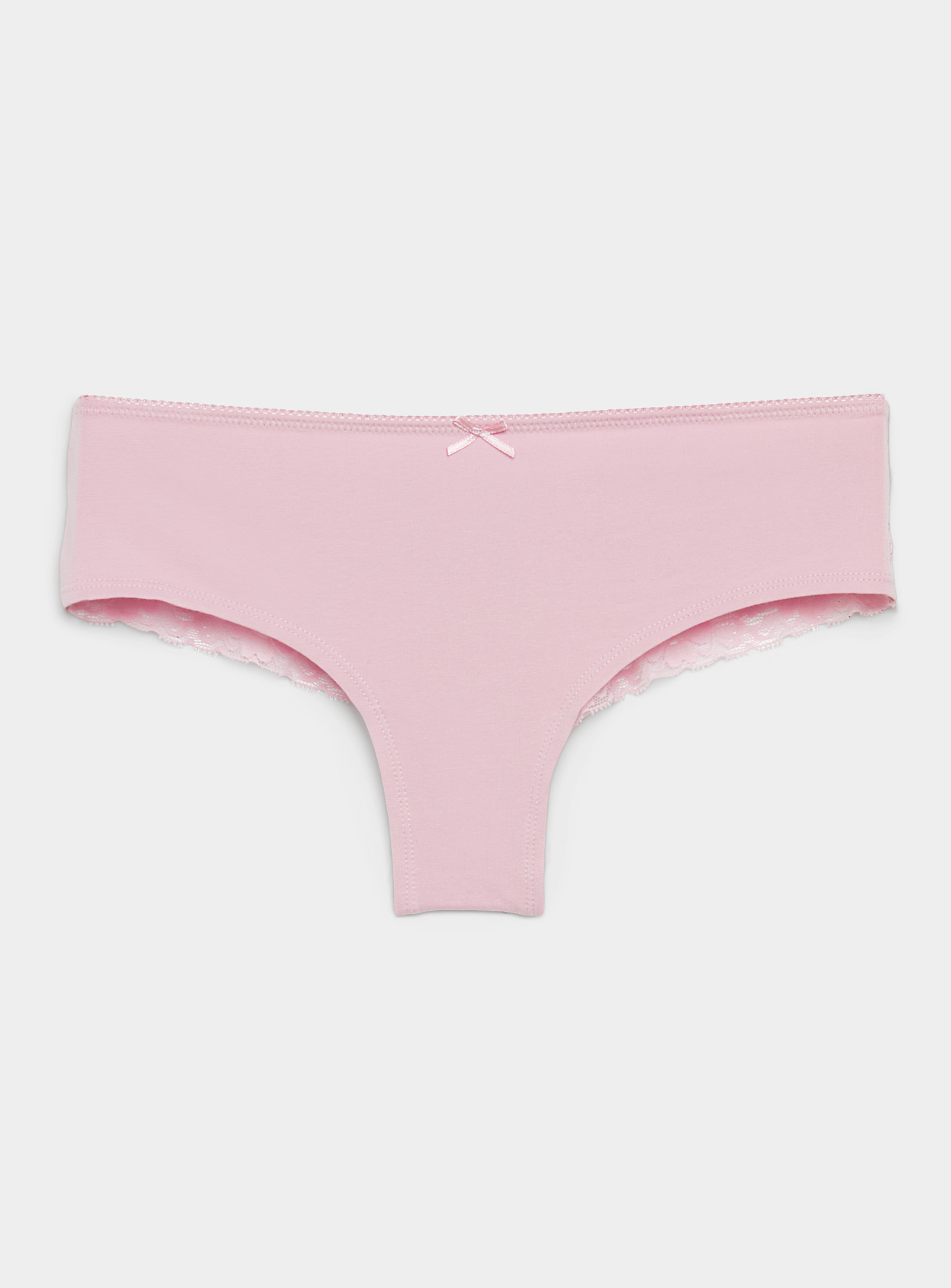 Miiyu Lace Band Cotton Brazilian Panty In Dusky Pink