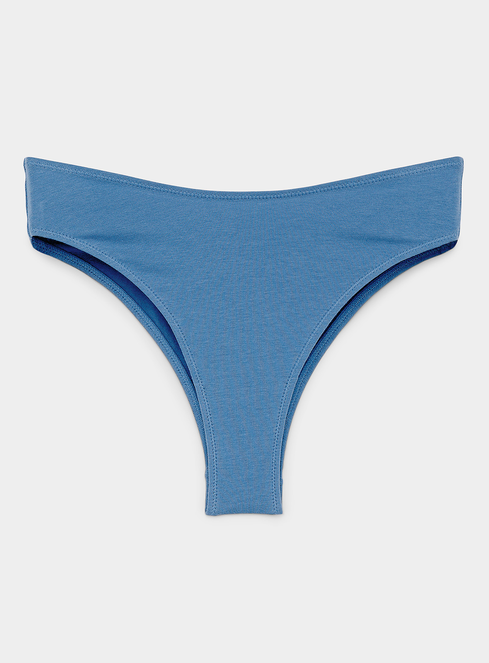 Miiyu High-cut Organic Cotton Brazilian Panty In Blue