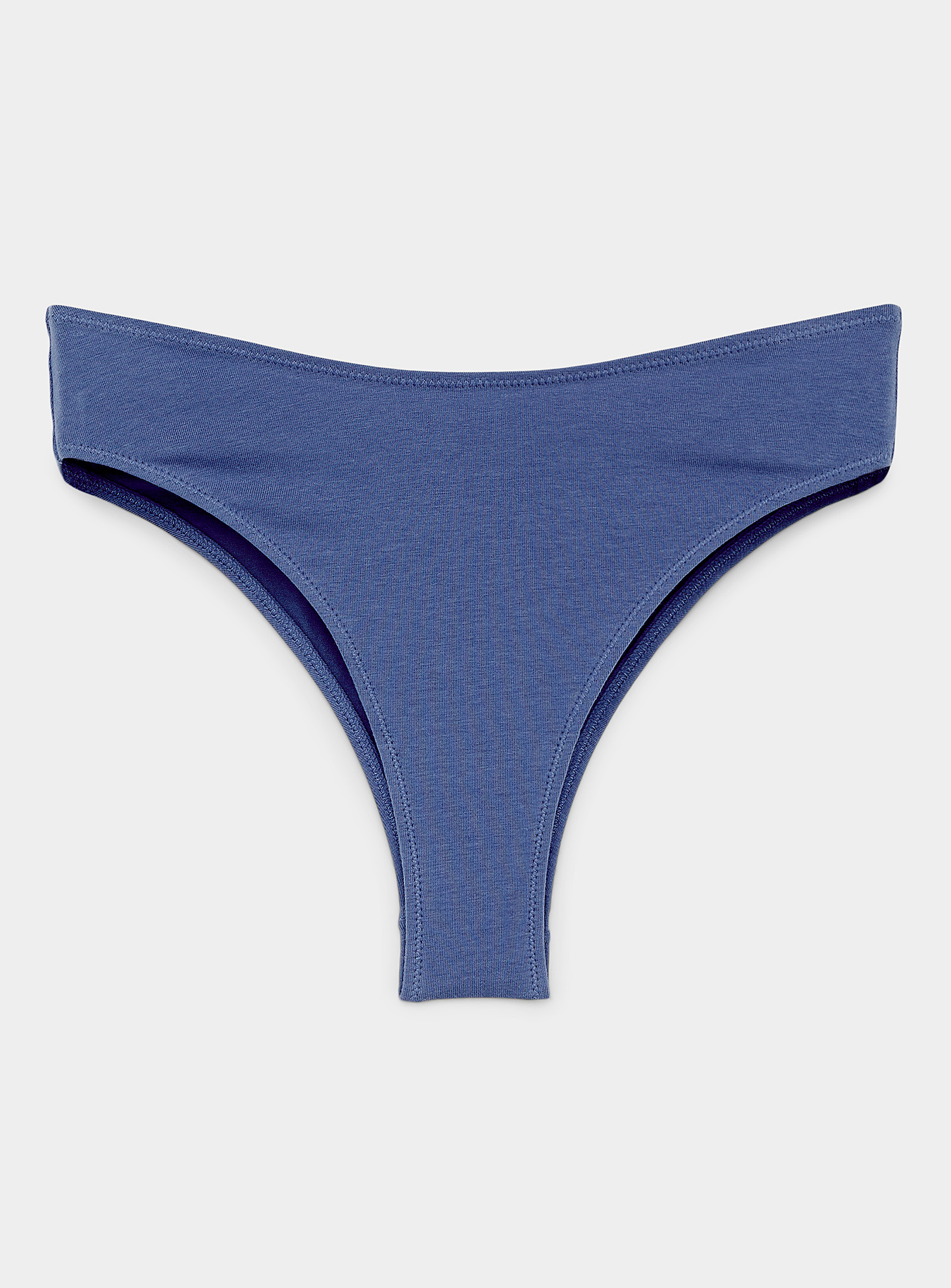 Miiyu High-cut Organic Cotton Brazilian Panty In Slate Blue