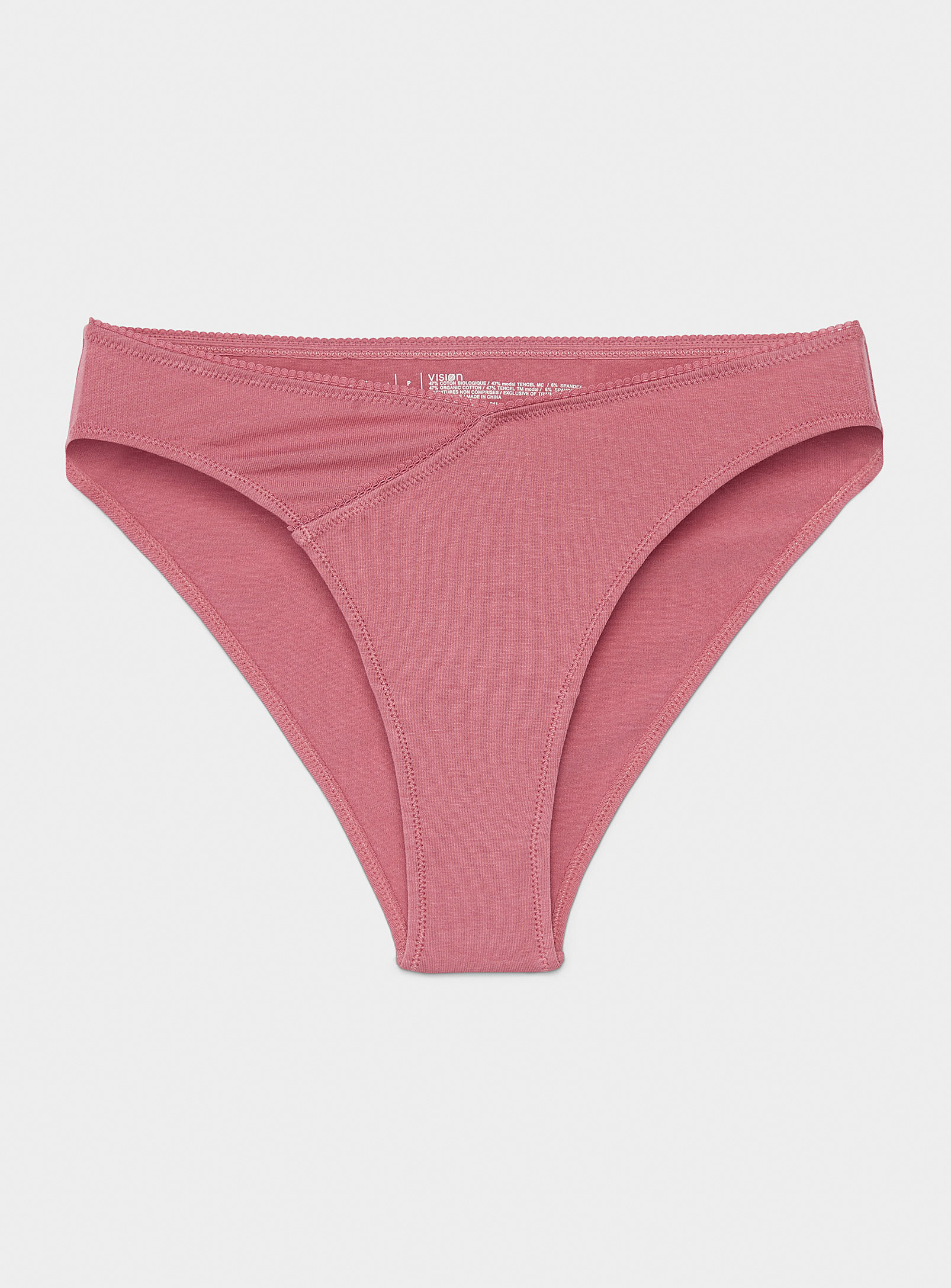 Miiyu Cross-effect Organic Cotton  Modal Brazilian Panty In Pink