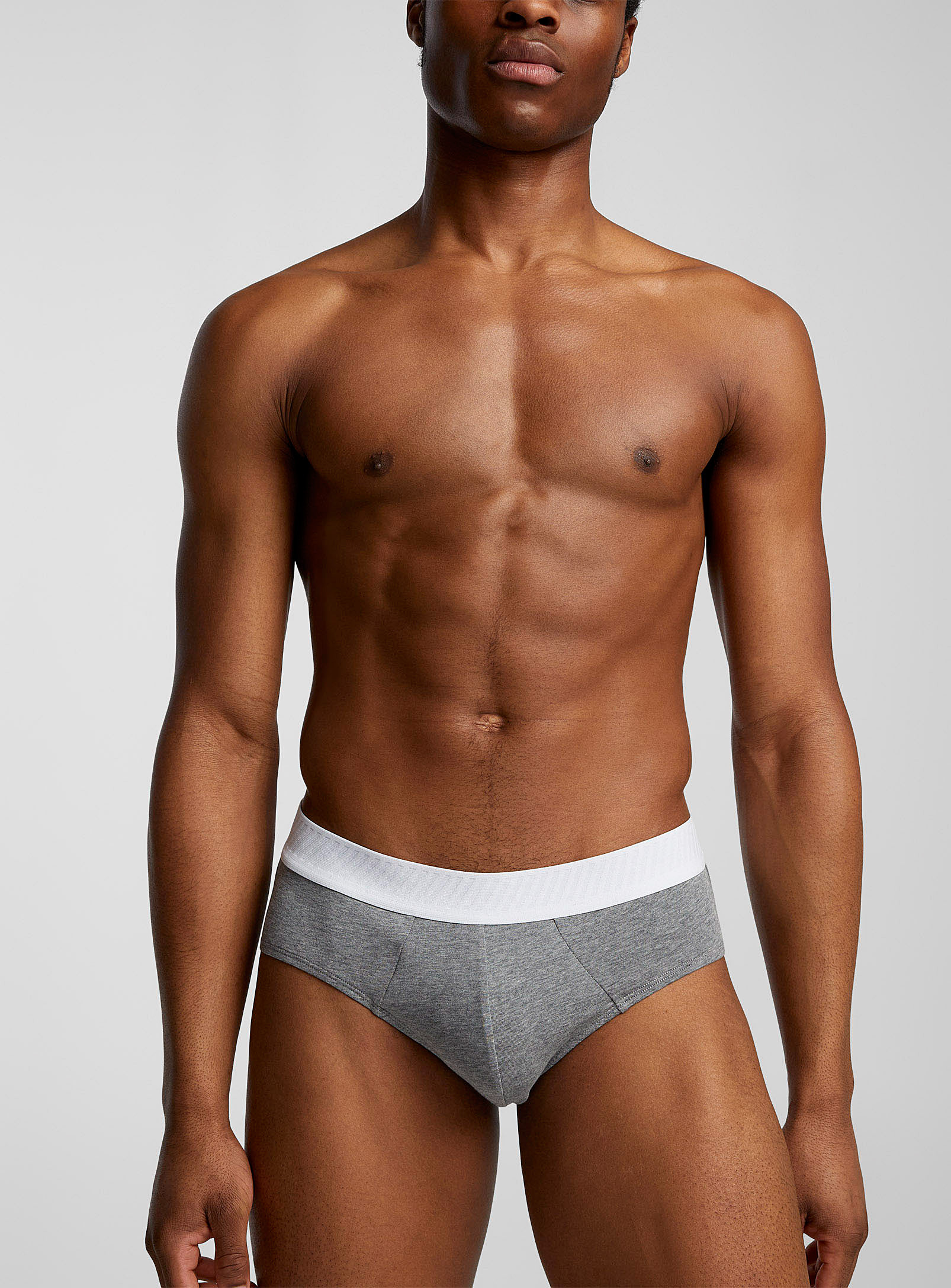 Le 31 Striped-band Organic Cotton And Tencel Tm Modal Brief In Grey