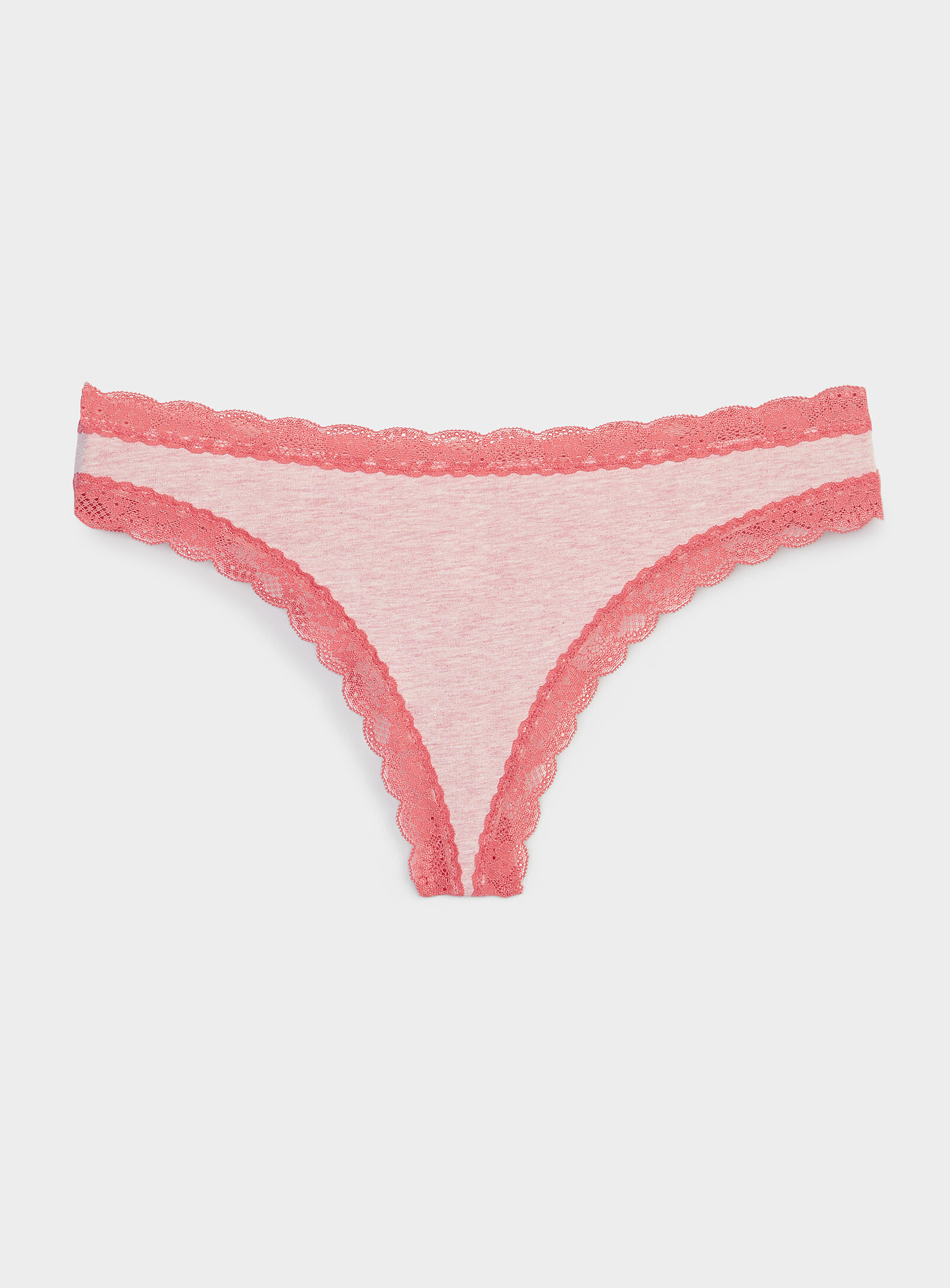 Miiyu - Lace-trim organic cotton thong (Women, Pink, MEDIUM)