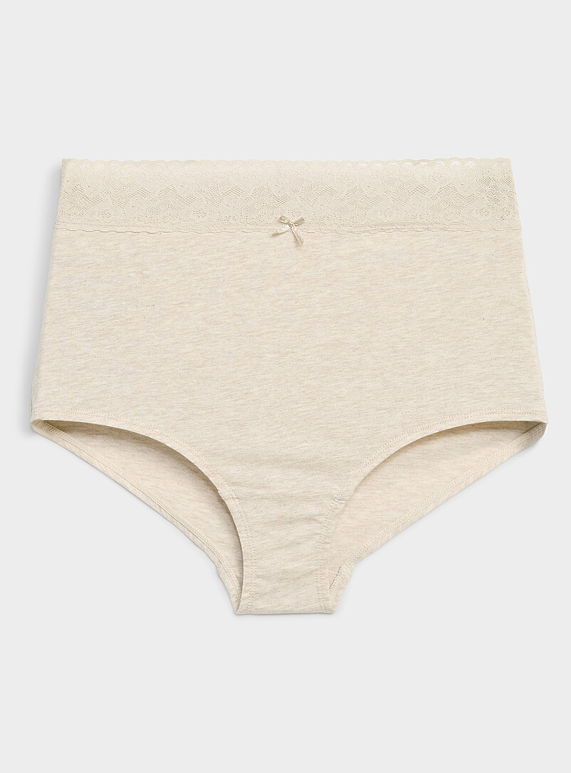 Lace Trim Stretch High-Waist Boyshort Organic Cotton