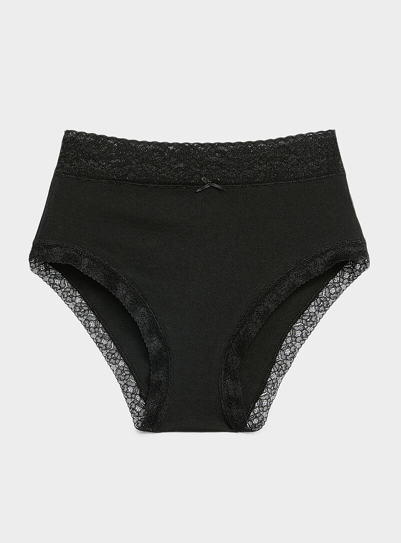 Lace trim high-waist bikini panty Organic cotton product image (primary)
